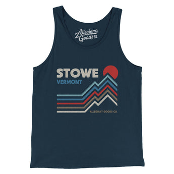 Stowe Vermont Men/Unisex Tank Top-Navy-Allegiant Goods Co. Vintage Sports Apparel