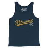Milwaukee Vintage Script Men/Unisex Tank Top-Navy-Allegiant Goods Co. Vintage Sports Apparel