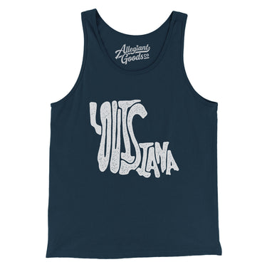 Louisiana State Shape Text Men/Unisex Tank Top-Allegiant Goods Co. Vintage Sports Apparel