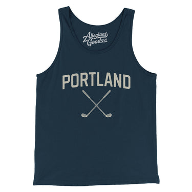 Portland Golf Men/Unisex Tank Top-Navy-Allegiant Goods Co. Vintage Sports Apparel