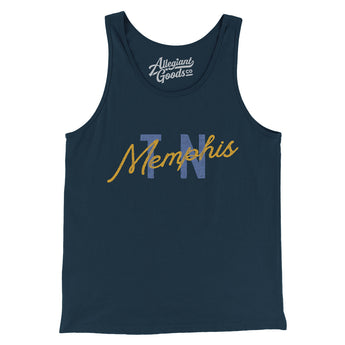 Memphis Tn Overprinted Men/Unisex Tank Top-Navy-Allegiant Goods Co. Vintage Sports Apparel