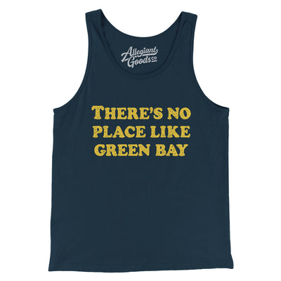 There's No Place Like Green Bay Men/Unisex Tank Top-Navy-Allegiant Goods Co. Vintage Sports Apparel