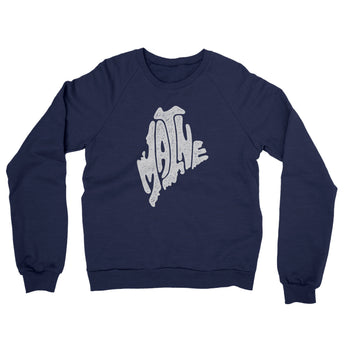 Maine State Shape Text Midweight French Terry Crewneck Sweatshirt-Allegiant Goods Co. Vintage Sports Apparel