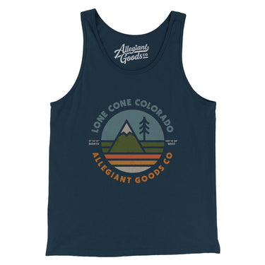 Lone Cone Colorado Retro Badge Men/Unisex Tank Top-Navy-Allegiant Goods Co. Vintage Sports Apparel