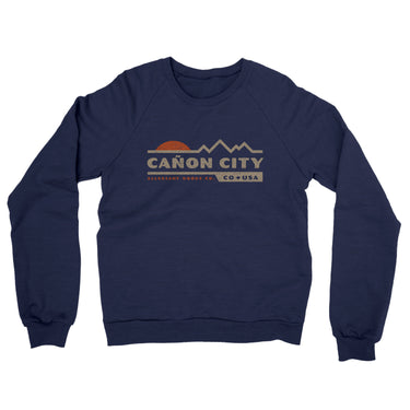 Cañon City Mountain Sunset Midweight French Terry Crewneck Sweatshirt-Navy-Allegiant Goods Co. Vintage Sports Apparel
