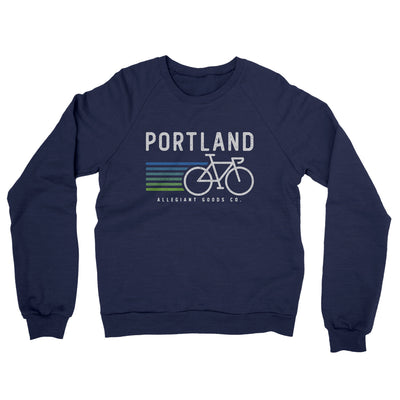Portland Cycling Midweight French Terry Crewneck Sweatshirt-Navy-Allegiant Goods Co. Vintage Sports Apparel