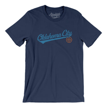 Oklahoma City Vintage Script Men/Unisex T-Shirt-Navy-Allegiant Goods Co. Vintage Sports Apparel