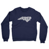 North Carolina State Shape Text Midweight French Terry Crewneck Sweatshirt-Navy-Allegiant Goods Co. Vintage Sports Apparel