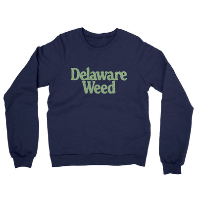 Delaware Weed Midweight French Terry Crewneck Sweatshirt-Navy-Allegiant Goods Co. Vintage Sports Apparel