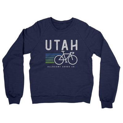 Utah Cycling Midweight French Terry Crewneck Sweatshirt-Navy-Allegiant Goods Co. Vintage Sports Apparel