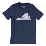 Virginia State Shape Text Men/Unisex T-Shirt-Navy-Allegiant Goods Co. Vintage Sports Apparel