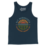 Ely Minnesota Retro Badge Men/Unisex Tank Top-Navy-Allegiant Goods Co. Vintage Sports Apparel