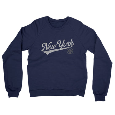 New York Vintage Script Midweight French Terry Crewneck Sweatshirt-Navy-Allegiant Goods Co. Vintage Sports Apparel