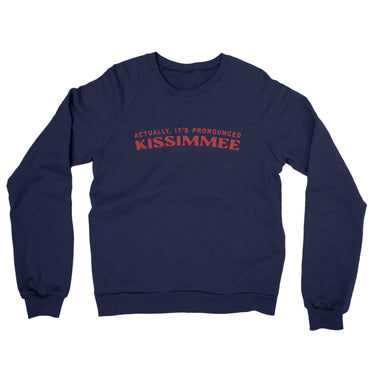 Actually It's Pronounced Kissimmee Midweight French Terry Crewneck Sweatshirt-Navy-Allegiant Goods Co. Vintage Sports Apparel