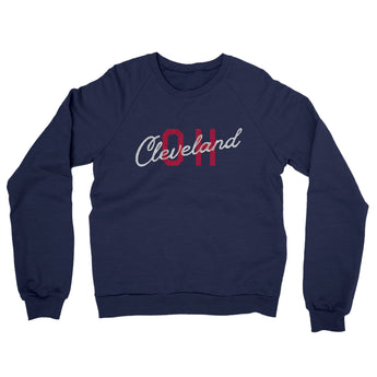 Cleveland Oh Overprinted Midweight French Terry Crewneck Sweatshirt-Allegiant Goods Co. Vintage Sports Apparel