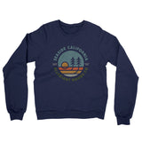 Seaside California Retro Badge Midweight French Terry Crewneck Sweatshirt-Navy-Allegiant Goods Co. Vintage Sports Apparel