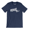 Massachusetts State Shape Text Men/Unisex T-Shirt-Navy-Allegiant Goods Co. Vintage Sports Apparel