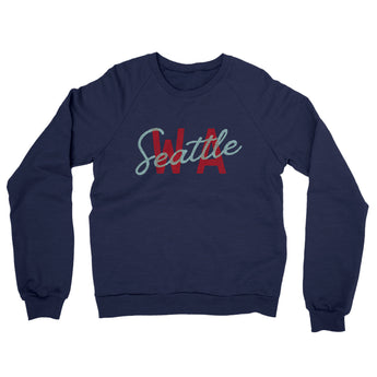 Seattle Wa Overprinted Midweight French Terry Crewneck Sweatshirt-Allegiant Goods Co. Vintage Sports Apparel