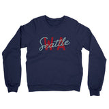 Seattle Wa Overprinted Midweight French Terry Crewneck Sweatshirt-Navy-Allegiant Goods Co. Vintage Sports Apparel