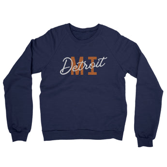 Detroit Mi Overprinted Midweight French Terry Crewneck Sweatshirt-Allegiant Goods Co. Vintage Sports Apparel