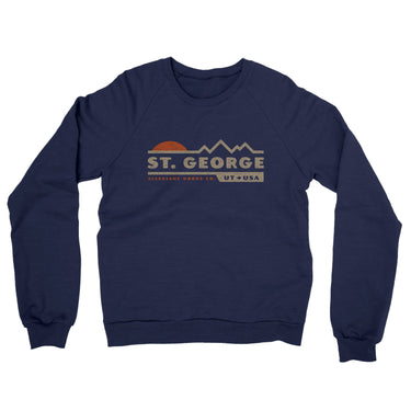 St. George Mountain Sunset Midweight French Terry Crewneck Sweatshirt-Navy-Allegiant Goods Co. Vintage Sports Apparel