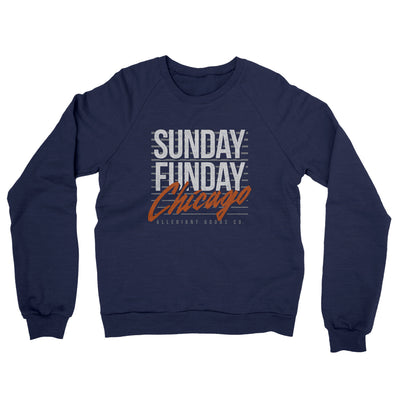 Sunday Funday Chicago Midweight French Terry Crewneck Sweatshirt-Navy-Allegiant Goods Co. Vintage Sports Apparel