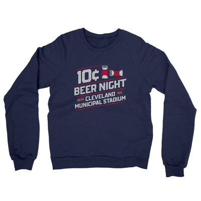 10 Cent Beer Night Midweight French Terry Crewneck Sweatshirt-Navy-Allegiant Goods Co. Vintage Sports Apparel
