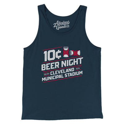 10 Cent Beer Night Men/Unisex Tank Top-Navy-Allegiant Goods Co. Vintage Sports Apparel