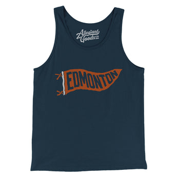 Edmonton Pennant Men/Unisex Tank Top-Navy-Allegiant Goods Co. Vintage Sports Apparel