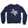 Texas State Shape Text Midweight French Terry Crewneck Sweatshirt-Navy-Allegiant Goods Co. Vintage Sports Apparel