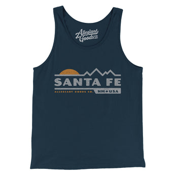 Santa Fe Mountain Sunset Men/Unisex Tank Top-Navy-Allegiant Goods Co. Vintage Sports Apparel