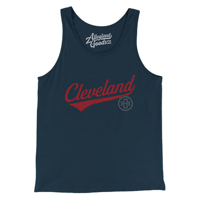 Cleveland Vintage Script Men/Unisex Tank Top-Navy-Allegiant Goods Co. Vintage Sports Apparel