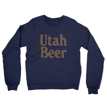 Utah Beer Midweight French Terry Crewneck Sweatshirt-Navy-Allegiant Goods Co. Vintage Sports Apparel