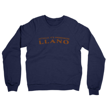 Actually It's Pronounced Llano Midweight French Terry Crewneck Sweatshirt-Navy-Allegiant Goods Co. Vintage Sports Apparel