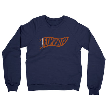 Edmonton Pennant Midweight French Terry Crewneck Sweatshirt-Navy-Allegiant Goods Co. Vintage Sports Apparel