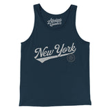 New York Vintage Script Men/Unisex Tank Top-Navy-Allegiant Goods Co. Vintage Sports Apparel
