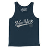 New York Vintage Script Men/Unisex Tank Top-Navy-Allegiant Goods Co. Vintage Sports Apparel
