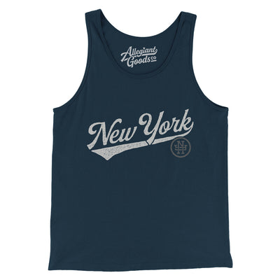 New York Vintage Script Men/Unisex Tank Top-Navy-Allegiant Goods Co. Vintage Sports Apparel