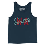 Seattle Wa Overprinted Men/Unisex Tank Top-Navy-Allegiant Goods Co. Vintage Sports Apparel