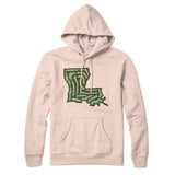 Louisiana Golf Course Map Hoodie-Pale Pink-Allegiant Goods Co. Vintage Sports Apparel