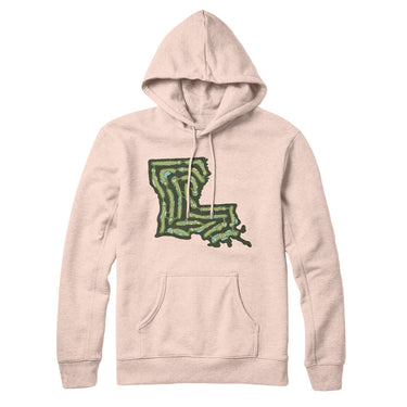 Louisiana Golf Course Map Hoodie-Pale Pink-Allegiant Goods Co. Vintage Sports Apparel
