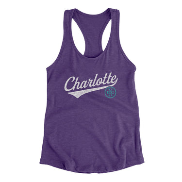 Charlotte Vintage Script Women's Racerback Tank-Purple Rush-Allegiant Goods Co. Vintage Sports Apparel