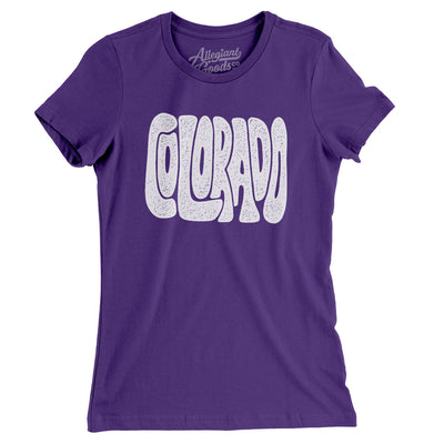 Colorado State Shape Text Women's T-Shirt-Purple Rush-Allegiant Goods Co. Vintage Sports Apparel