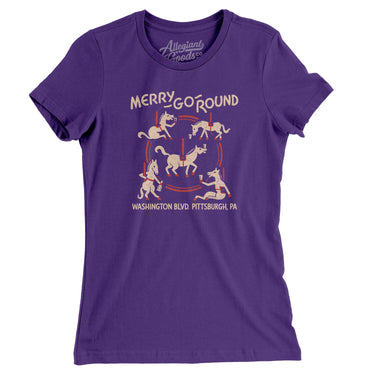 Merry Go Round Pittsburgh Women's T-Shirt-Purple Rush-Allegiant Goods Co. Vintage Sports Apparel