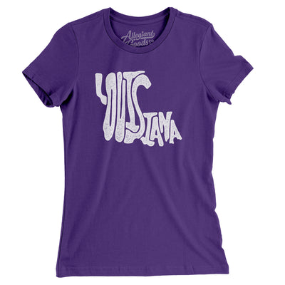 Louisiana State Shape Text Women's T-Shirt-Purple Rush-Allegiant Goods Co. Vintage Sports Apparel