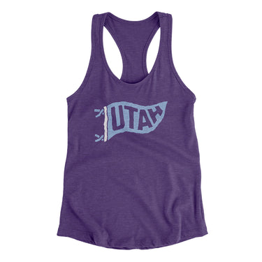 Utah Pennant Women's Racerback Tank-Purple Rush-Allegiant Goods Co. Vintage Sports Apparel