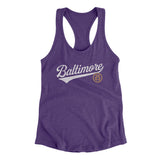 Baltimore Vintage Script Women's Racerback Tank-Purple Rush-Allegiant Goods Co. Vintage Sports Apparel