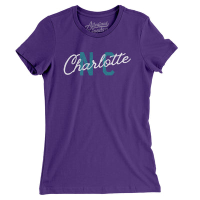 Charlotte Nc Overprinted Women's T-Shirt-Purple Rush-Allegiant Goods Co. Vintage Sports Apparel