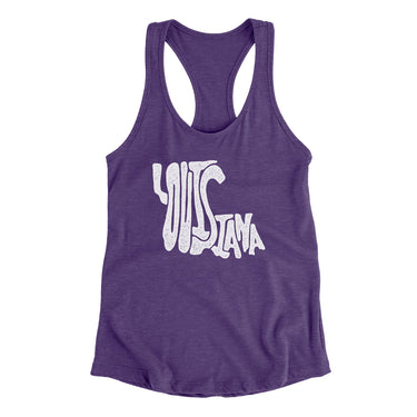 Louisiana State Shape Text Women's Racerback Tank-Allegiant Goods Co. Vintage Sports Apparel