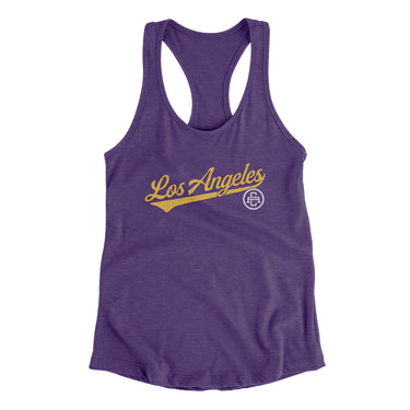 Los Angeles Vintage Script Women's Racerback Tank-Allegiant Goods Co. Vintage Sports Apparel